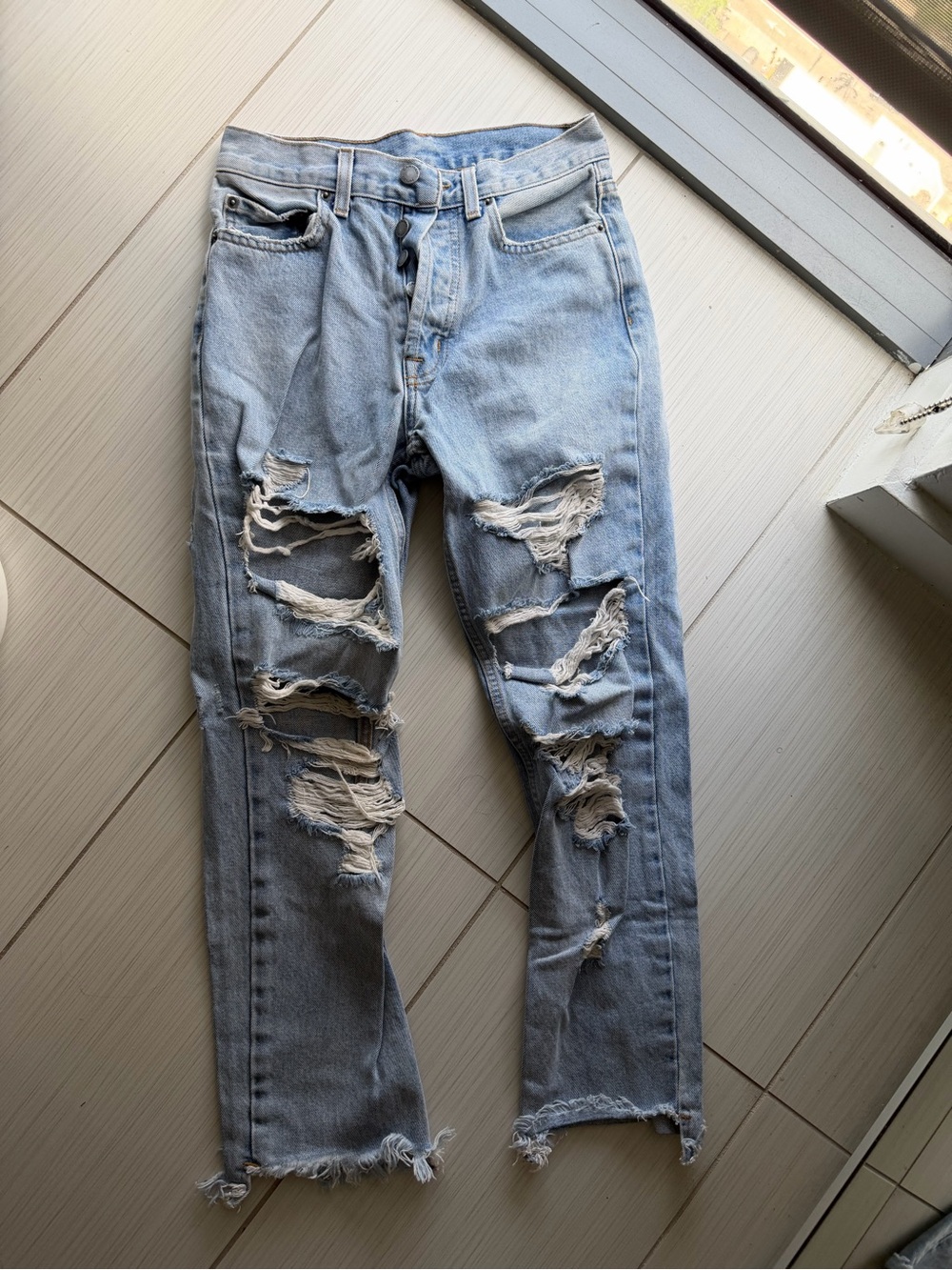 Carmar Light Blue Distressed Straight Jeans